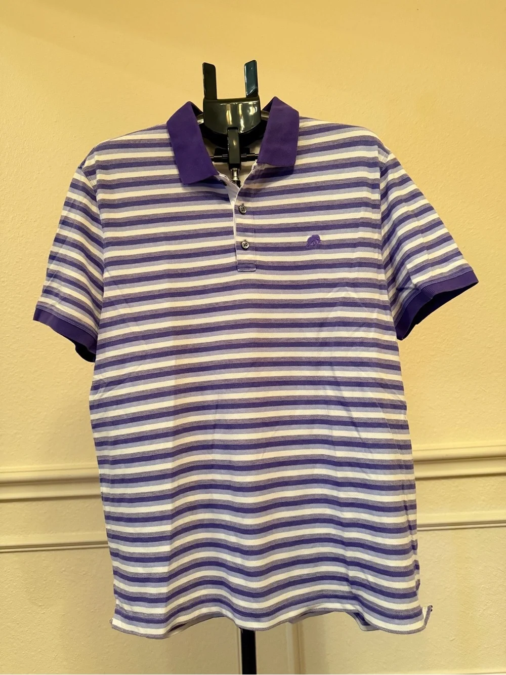 Banana Republic Purple and White Striped Polo